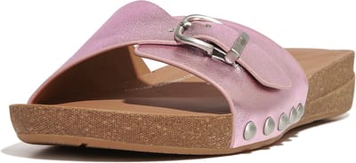 FitFlop FitFlop Iqushion Adjustable Buckle Metallic-Leather Slides PAARS - Maat 37