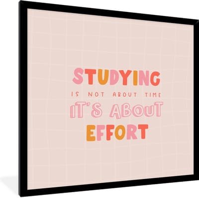 Fotolijst incl. Poster - Quote - Studenten - Tijd - 40x40 cm - Posterlijst