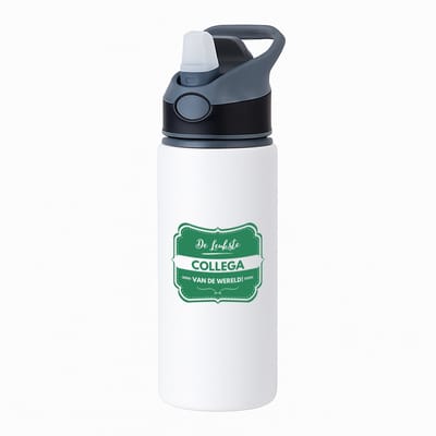 Hacebo® - De leukste collega van de wereld waterfles met rietje zwart - iemand die een collega is - leukste ooit - werk - collega - verjaardagscadeau - kado - gift - geschenk - afscheidscadeau - welkomscadeau - water fles - 650ML