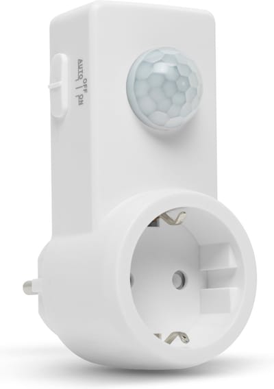 Stekker met Bewegingsmelder / Stekker met Infrarood Sensor - Maak elke lamp automatische verlichting! 120° - max. 10 m - max 1200W - IP20