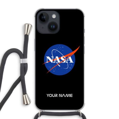 Gepersonaliseerd - Case Company® - Hoesje met koord geschikt voor iPhone 14 hoesje met Koord - NASA - Telefoonhoesje met Zwart Koord - Extra Bescherming aan alle Kanten en Over de Schermrand