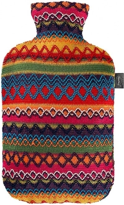 Fashy warmwater kruik Peru - met gekleurde hoes - 2 liter - kunststof rubber en polyester - bedkruik