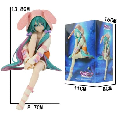 13.8cm Pyjama Mignon Oreilles de Lapin Figurine Miku Anime Modèle Humanoïde Proportionnel Cadeau Décoration de Voiture Modèle de Poupée Jouets pour Enfants Fans