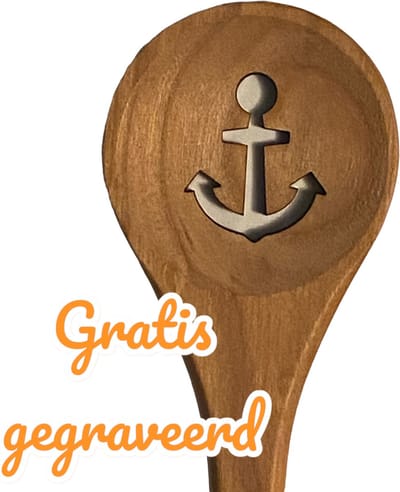 Set van 2 pollepels - GRATIS gegraveerd - Kersenhout - Anker - cadeau - leuk met een naam - leuk met een tekstje - kado - persoonlijk cadeau