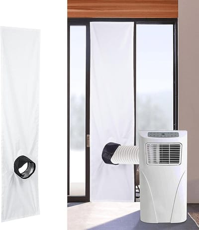 2 meter Stoffen Mobiele Airco Raamafdichtingsset | 200cm Universeel Raamventielafdichting | Voor Schuiframen En Draairamen | Waterdicht Weerbestendig | Energiebesparend Hete Lucht Stop | Eenvoudig Te Installeren Zonder Boren | Cyslmuk®