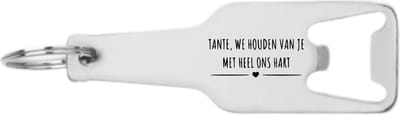 Akyol - tante we houden van je met heel ons hart flesopener - Tante - tante cadeau - leuk cadeau voor je tante om te geven - verjaardag tante - 105 x 25mm