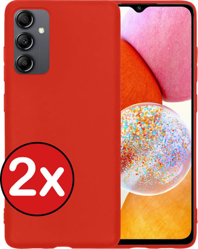 Hoesje - 2 Stuks - Geschikt voor Samsung Galaxy A14 - Sterk & Shockproof - Telefoonhoes - Back Cover - Case Siliconen - Telefoon Hoes - Rood