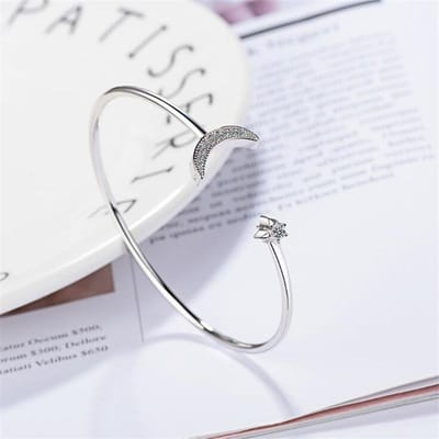 Nouveaux bracelets créatifs en argent sterling 925 avec étoile et lune, bijoux de personnalité, cristal, pour femmes, SB169 gray