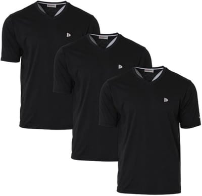 3-Pack Donnay - T-shirt (Berno) - Sportshirt - V-hals shirt - Heren - Black (020) - maat S