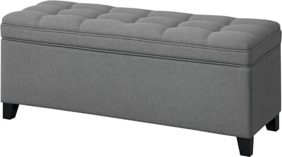Opbergbank met Zitje - Banquette Ottomaan - Extra Opbergruimte - Gekapt Zitoppervlak - 120 x 40 x 48 cm - Donkergrijs