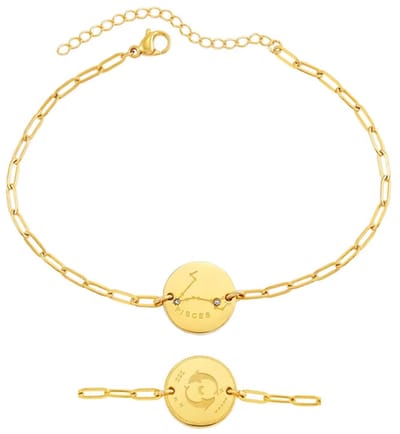 Plux Fashion Vissen Armband - Goud - 3mm/18cm + 5cm verlengstuk - Gouden Armband - Sterrenbeeld Armband - Stainless Steel - Vissen Sterrenbeeld - Sterrenbeeld Vissen Armband - Pisces - Schakel Armband - Sieraden Cadeau - Luxe Style - Roestvrijstaal