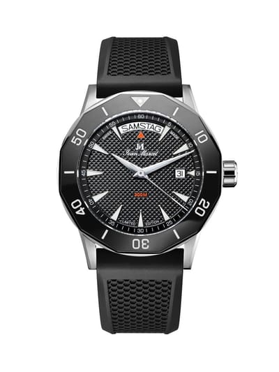 Jean Marcel Tropical Diver - horloge - zwart - rubber band zwart - 42 mm