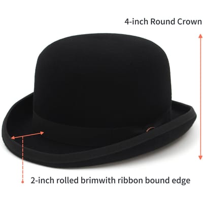 Heren Hoge Hoed Wolle Bolhoed Derby Hoed Herfst Winter Vintage Britse Stijl Jazz Cap Presidentiële Hoed 11 cm hoog Tovenaarshoed S 54-56 black