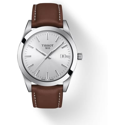 Tissot Leren Band zilveren Wijzerplaat Heren Modehorloge T127.410.16.031.00 zilver
