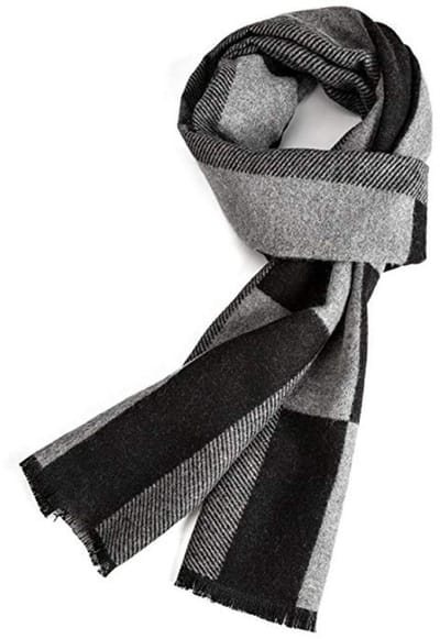 EXCITAT Warme herfst/winter sjaal - Klassieke elegante geruite sjaal voor heren - Winter sjaal - Oversized geruite vierkante sjaal - Deken sjaal - Grijs - Eendelig