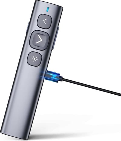 Draadloze Oplaadbare Presentatie Clicker voor PowerPoint - Powerpoint Clicker - Draadloze Presenter - Presenter Afstandsbediening - 2.4GHz - USB-Oplaadbaar