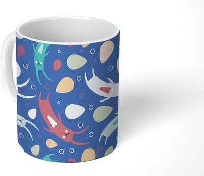 Mok - Koffiemok - Konijnen - Pastel - Regenboog - Patronen - Mokken - 350 ML - Beker - Koffiemokken - Theemok