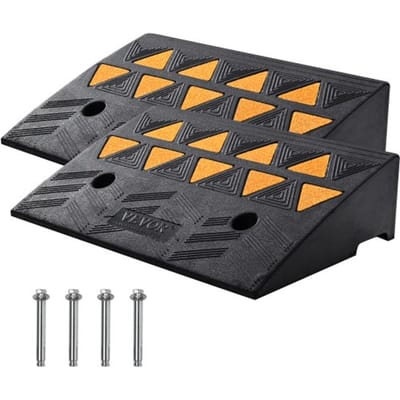 VEVOR 2x Drempeloprijplaat, Massief Rubber, Deurdrempeloprijplaat, Max. Draagvermogen Tot 15 ton, Oprijplaat, 48,3 X 33 X 12,7 cm, Rolstoeloprijplaat, Oprijplaat, Rubberen Oprijplaat, Ideaal Voor Oneffenheden En Stoepranden
