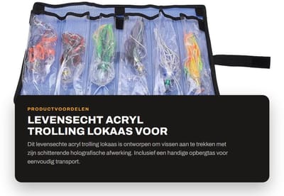 Dailygoods- Trolling Lokaas Levensecht Uiterlijk - Acryl Lokaas - Opbergtas met 6 Vakken - Sterke Koolstofstalen Haak - Lichtgewicht en Draagbaar - Vissen Aantrekken - Vislokaas
