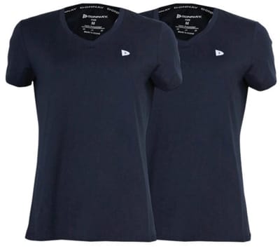 2-Pack Donnay - Sportshirt (Vera) - V-neck T-Shirt - Dames - Navy (010) - maat S