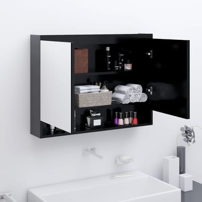 vidaXL - Badkamerkast - met - spiegel - 80x15x60 - cm - MDF - antracietkleurig