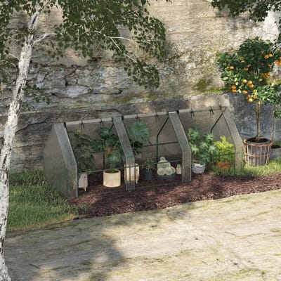 MODFU - Kweekkas - 3 Oprolbare Ramen - Voor Balkon En Tuin - Staal - Wit - 270 X 90 X 90 Cm