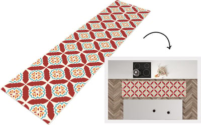 Keukenloper - Loper keuken - Bloemen - Tegel - Patroon - 200x50 cm - Keukenloper vinyl