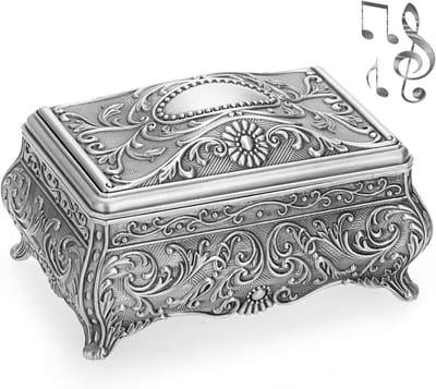 Allecto Plus - Metalen decoratieve muziekdoos voor sieraden - Muzikale opbergdoos met elegante uitstraling - Geschikt voor aandenkens - Ideaal als verjaardags- of bruiloftsgeschenk - Speelt melodie: You Are My Sunshine