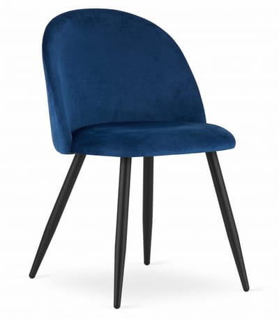 Stoel BELLO - Donkerblauw Velvet, Zwarte Metalen Poten, Modern Design en Uitstekend Zitcomfort voor Woonkamer, Slaapkamer, Eetkamer of Kantoor, Max. 120 kg