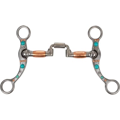 Mors western snaffle voor paard van staal met koperen rolletjes en parels Pool's