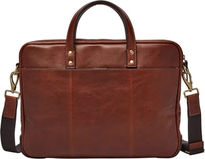 FOSSIL Handtas Laptoptas met laptopvak Haskell Brief Cognac Bruine