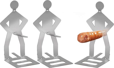 SnelShoppen - 3 Stuks Grappige Hot Dog BBQ Gereedschap - RVS Worsthouder voor Buiten Grillen, Camping, Tuin en Keuken - Uniek Geschenk voor Mannen