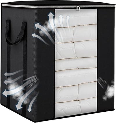 Deken opbergzakken - Dekbed opbergers - Kast opruimen - Transparant venster - 50x40x60cm - Zwart