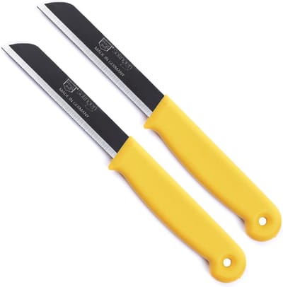 Solingen Kartelmes – Tomatenmes met Kartel – RVS – 18,5 cm met Blade Cover – Geel – 2 stuks