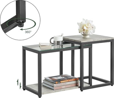 Mara Salontafel - Set van 2 - Bijzettafel - Natuurlook - Metaal - 34 x 55 x 44 cm