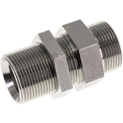 G 1 1/4'' Verzinkt Stalen Schotdoorvoer Borstnippel 190 Bar - Hydrauliek - FL2S-M-EZ-114G-BI