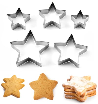 Dailygoods- Uitsteekvormpjes Set van 5 - Stervormige Koekjesvormen - Roestvrij Stalen Snijders - Voor Bakken - Voedselveilig - Duurzaam Materiaal - Koekjesvormpjes