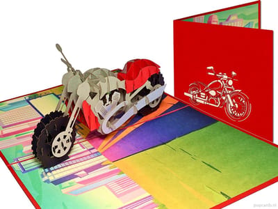 Popcards popupkaarten – Motor bike Motorbike Motorfiets Route 66 Pensioen Vakantie Verjaardag Verjaardagskaart Jarig Felicitatie Harley Davidson chopper pop-up kaart 3D wenskaart