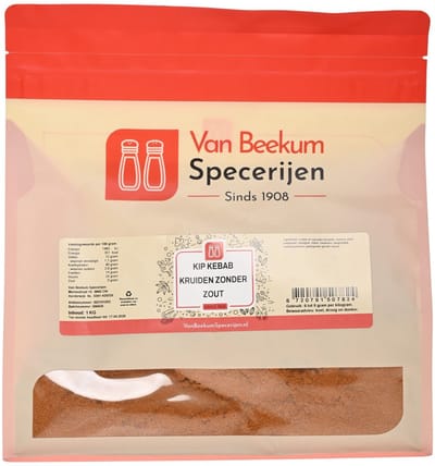 Van Beekum Specerijen - Kip Kebab Kruiden Zonder Zout - 1 KG (hersluitbare stazak)