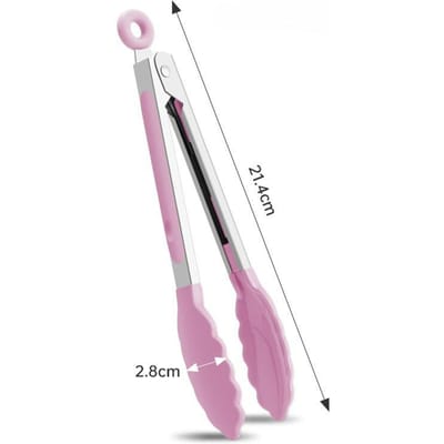 Pince Alimentaire Clip Pince BBQ Silicone Pince Salade Clip Barbecue Antiadhésif Pince Outils Gadgets Acier Inoxydable rose
