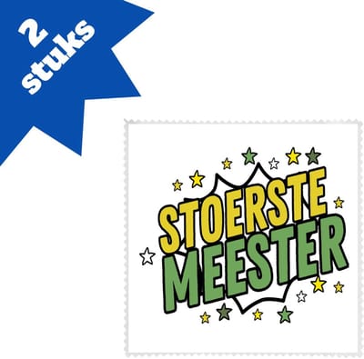 Akyol - stoerste meester brillendoekjes - Meester - beste meester - school - verjaardagscadeau - afscheidscadeau - kado - 17,8 bij 17,8 cm - 2 stuks