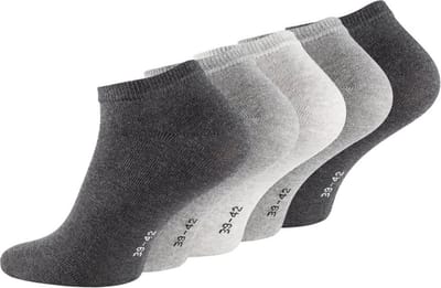 Enkelsokken - Katoenen sokken - Sneaker socks - 5 pack - Vrij van AZO-kleuren - Sport sokken - Zwart - Grijze tinten - Maat 35/38