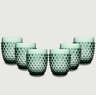 Arca Dotted Green - Acryl Drinkbeker 350ml - Set van 6 - groen - duurzaam, lichtgewicht, onbreekbaar, ideaal voor in de tuin, picknick, speelse look