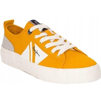 Pepe Jeans Allen Falg Heren Schoenen Gele Lage Sneakers Met Veters 44 Awe orange