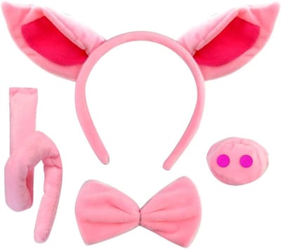 Costuumset met Varkensears, Staart en Strik voor Halloween, Cosplay en Feestdecoratie