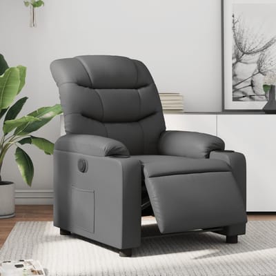 vidaXL - Fauteuil - verstelbaar - elektrisch - kunstleer - grijs