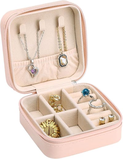 Sieradendoosje voor dames en meisjes - Draagbare PU-leer organizer - Perfect voor ringen, oorbellen, armbanden, en halskettingen