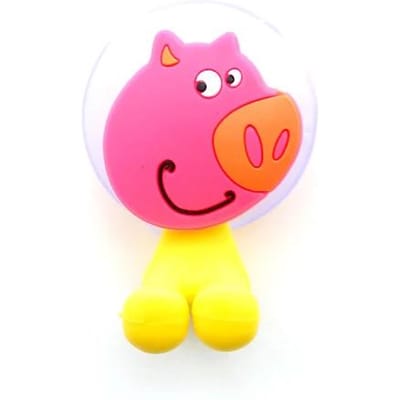 Porte-brosse à dents animal de dessin animé mural antibactérien support de rangement pour brosses à dents avec ventouse organisateur de salle de bain pink