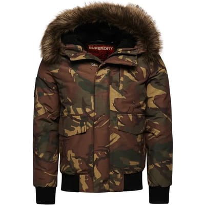Superdry - Everest pufferbomberjack met capuchon - Heren - Gewatteerde jassen