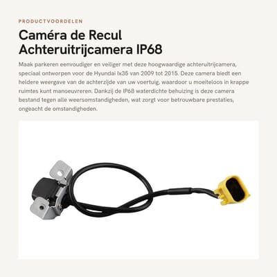 Dailygoods- Camera Achteruitrij - Waterdicht - Hyundai Ix35 - Camerabewaking - Parkeersensoren - Schokbestendig - Vervangingsonderdeel - Achteruitrijcamera